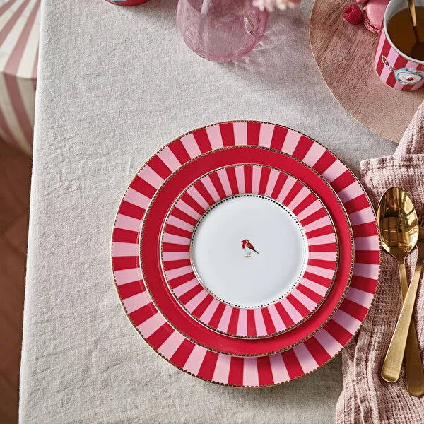 Kırmızı Pembe Porselen Pasta Tabağı 17 Cm Love Birds Collection by Pip Studio