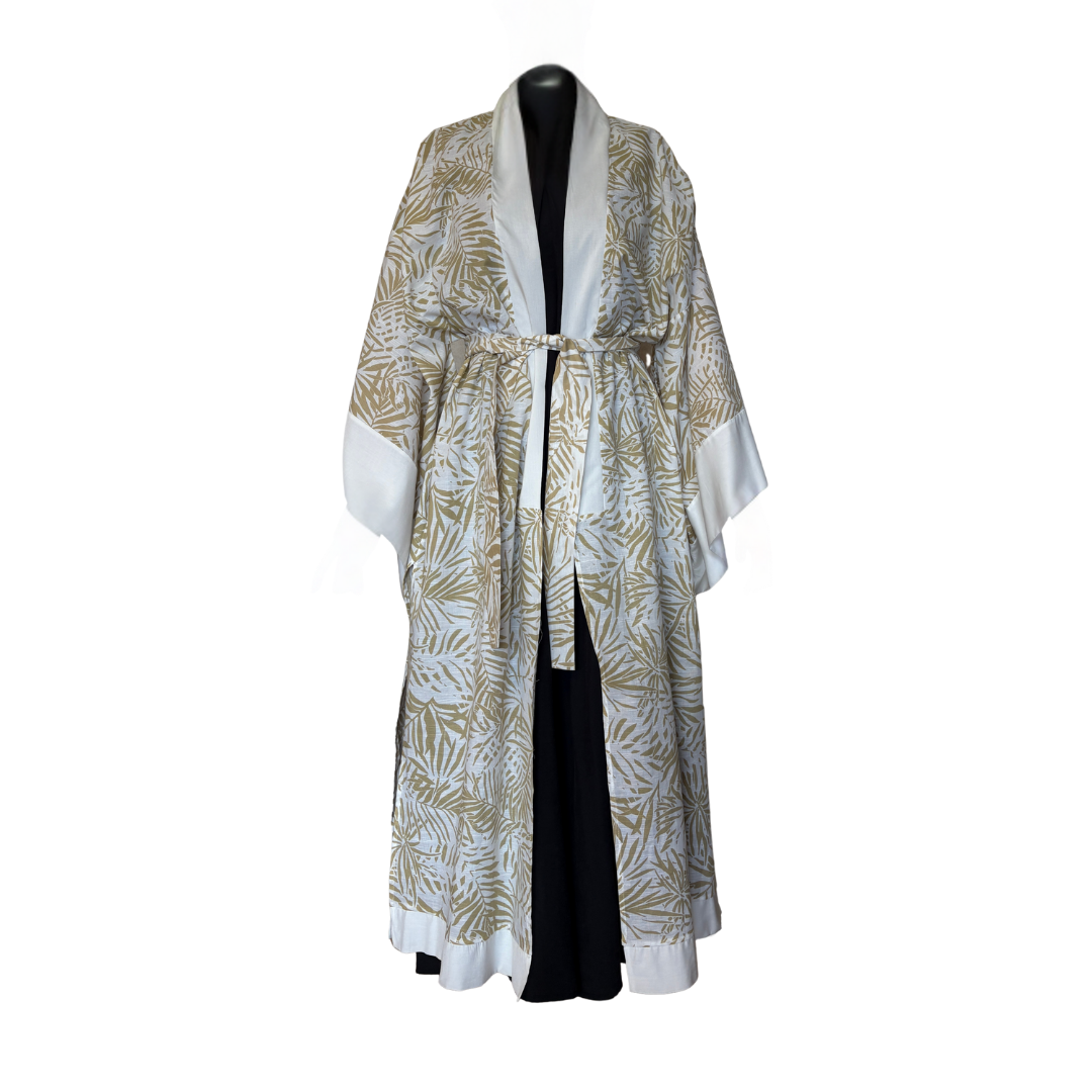 Doğa Desenli Yeşil Kimono