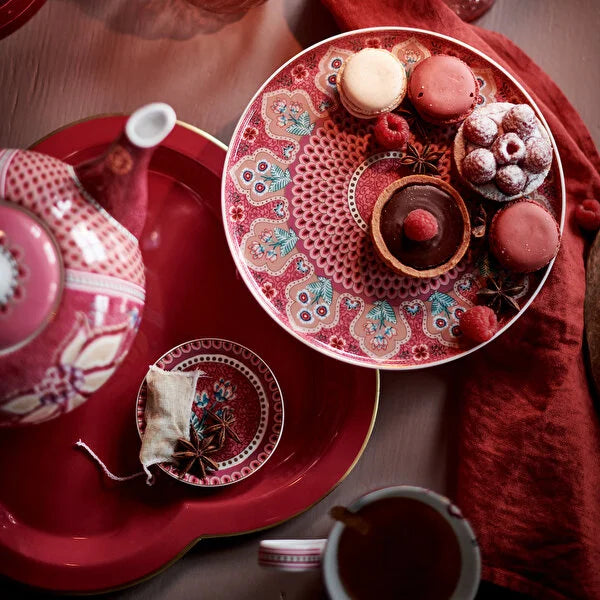 Pip Studio Flower Festival Kırmızı Porselen Kek Standı 51010028