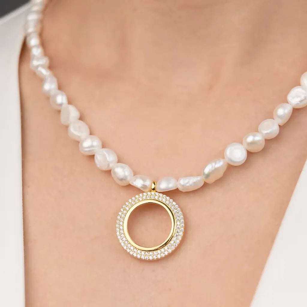 15 Çeyrek Klipsli Barok İnci Kolye mzkcb0-gy.myshopify.com