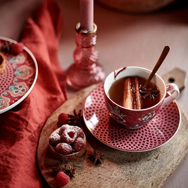 Pip Studio Flower Festival Kırmızı Porselen Çay Fincan Seti 51004147