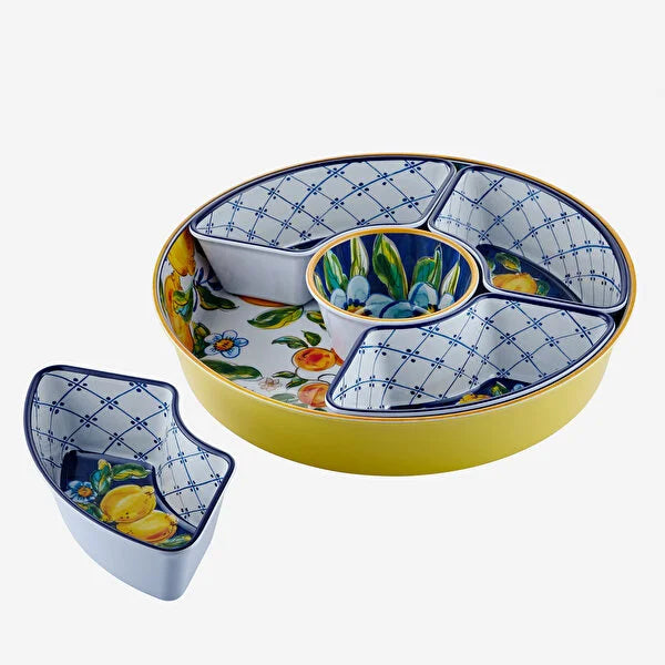 Chiara Alessi Capri Mavi Melamin 5 Bölmeli Servis Tepsisi CAMAR0037YW