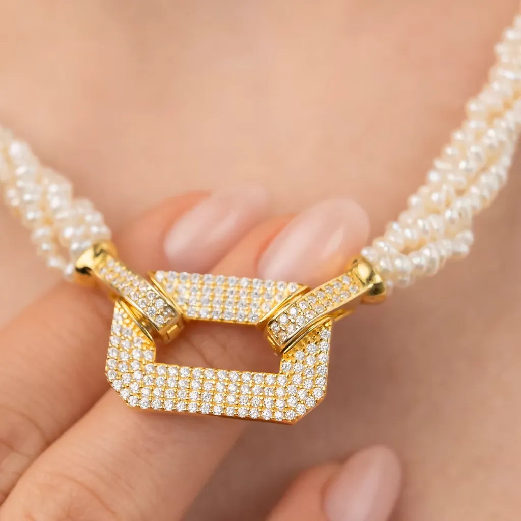 11-1 Geometrik Tokalı Kum İnci Kolye mzkcb0-gy.myshopify.com