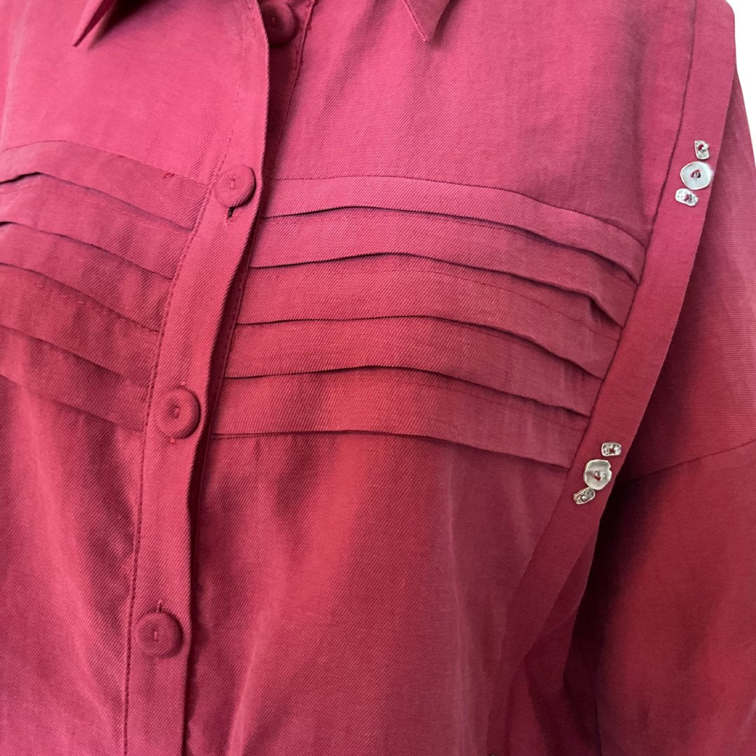 S-5908 CERAMONY Pile DetaylıTakım 2 Beden - RED PLUM