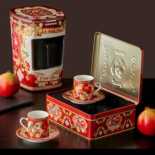 Chiara Alessi Capri Kırmızı Porselen Kahve Fincan Seti CAPTNDV1ECRB2 #TİCSBRANDS#