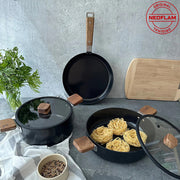 Neoflam Bien Black 5 Parça İndüksiyonlu Tencere Tava Seti Akasya Ağacı Sap ve Kulplu #TİCSBRANDS#