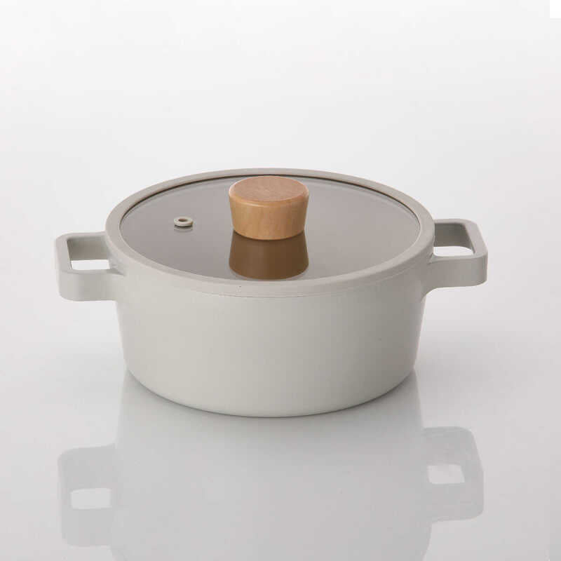 Neoflam Fika Alüminyum Bej Cam Kapaklı Döküm Tencere 18 Cm #TİCSBRANDS#