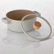 Neoflam Fika Alüminyum Bej Cam Kapaklı Döküm Tencere 18 Cm