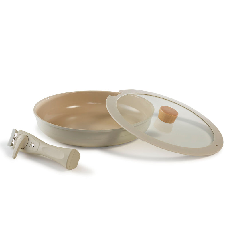 Neoflam Midas Bej 15 Parça Ayrılabilen Saplı İç İçe Geçebilen İndüksiyonlu Tencere Tava Seti